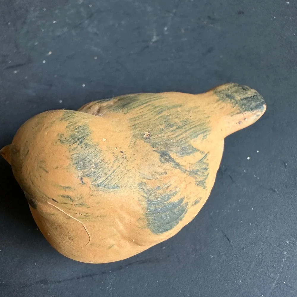 Terracotta Bird Figurine Rustic Clay Pottery Wabi Sabi Boho Shelf Decor Sparrow